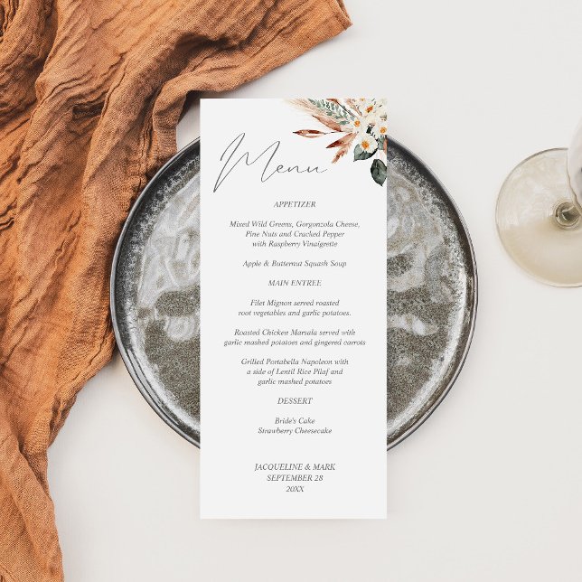 Boho Copper & Beige Floral Menu  (Creator Uploaded)