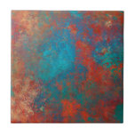 Boho Copper Blue Orange Red Grunge Tile<br><div class="desc">Blue,  Copper,  Orange,  Red,  and Teal boho grunge.</div>