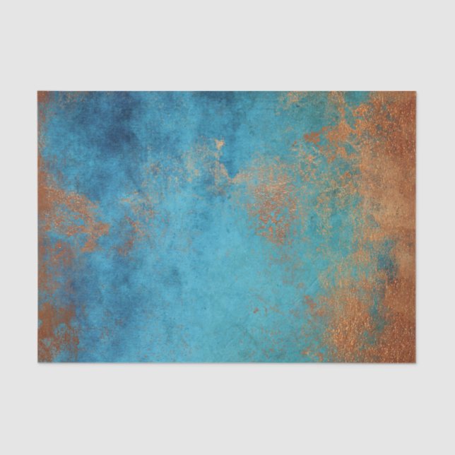 Boho Copper Blue Rustic Tissue Paper (Front)