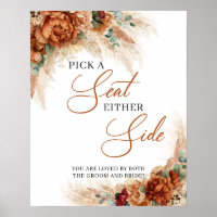Boho copper floral pampas Pick a Seat Either Side