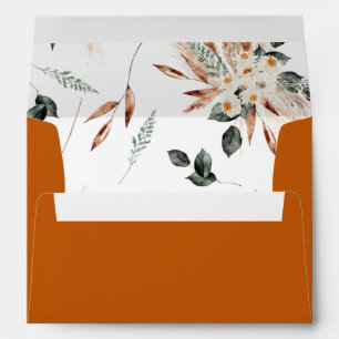 Boho Copper Pampas & Beige Floral 2 Envelope