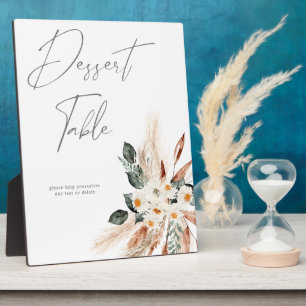 Boho Copper Pampas & Beige Floral Dessert Table Plaque