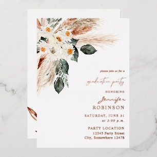 Boho Copper Pampas Floral Graduation Party