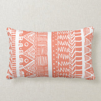Boho Coral Aztec Lumbar Cushion