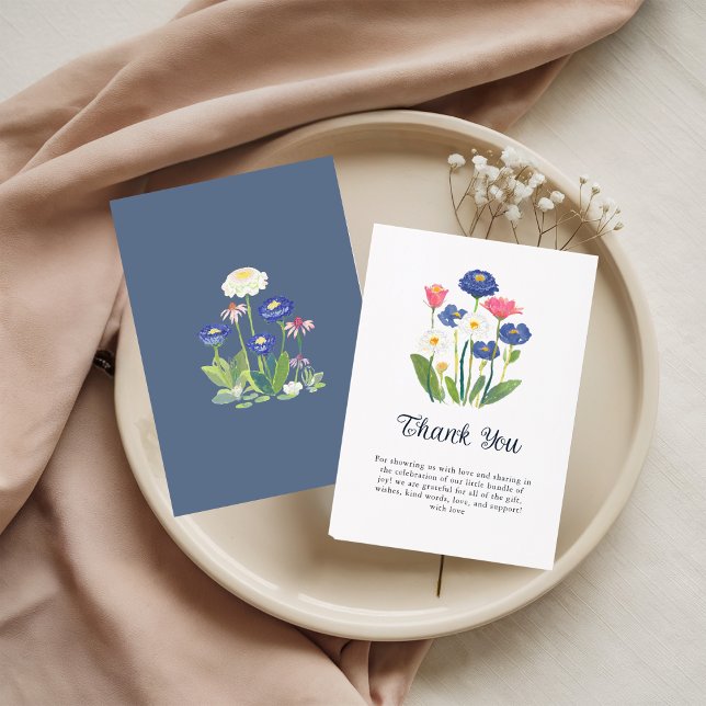 Boho Cornflower Daisy Thank You Card Baby Shower  (Creator Uploaded)