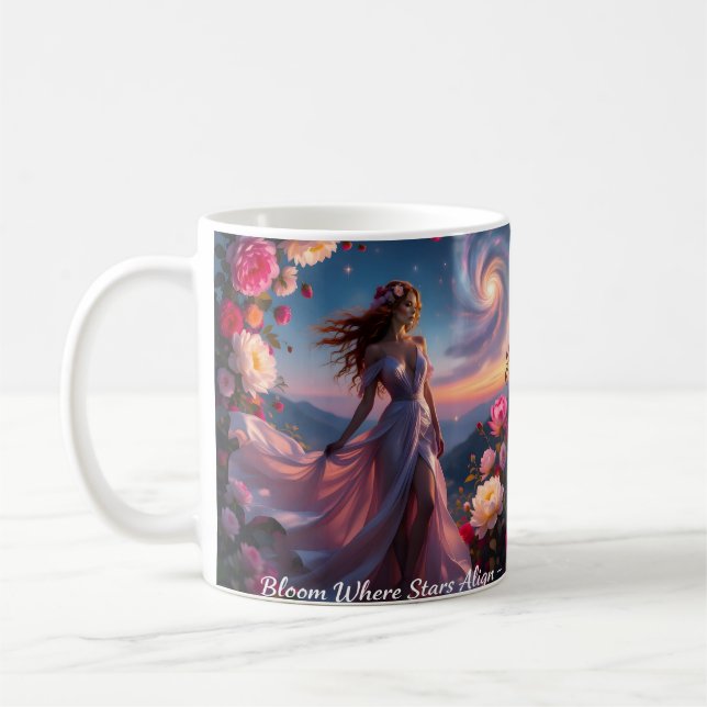 Boho Cosmic Bloom Pink Coffee Cup Women | Ethereal (Left)