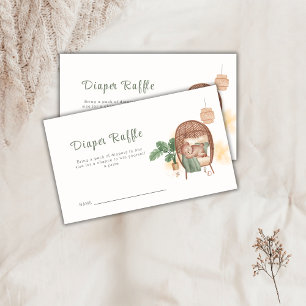 Boho Cosy Bear Sleep Diaper Raffle Baby Shower Enclosure Card