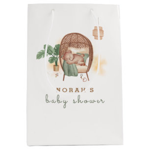 Boho Cosy Teddy Bear Sleep Baby Shower  Medium Gift Bag