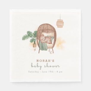 Boho Cosy Teddy Bear Sleep Baby Shower Napkin