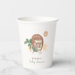 Boho Cosy Teddy Bear Sleep Baby Shower  Paper Cups