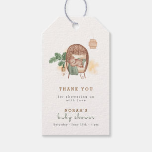 Boho Cosy Teddy Bear Sleep Baby Shower Thank You Gift Tags