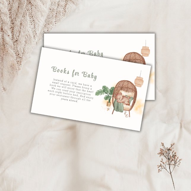 Boho Cosy Teddy Bear Sleep Books for Baby Shower  Enclosure Card (Boho Cozy Teddy Bear Sleep Books for Baby Shower Enclosure Card)