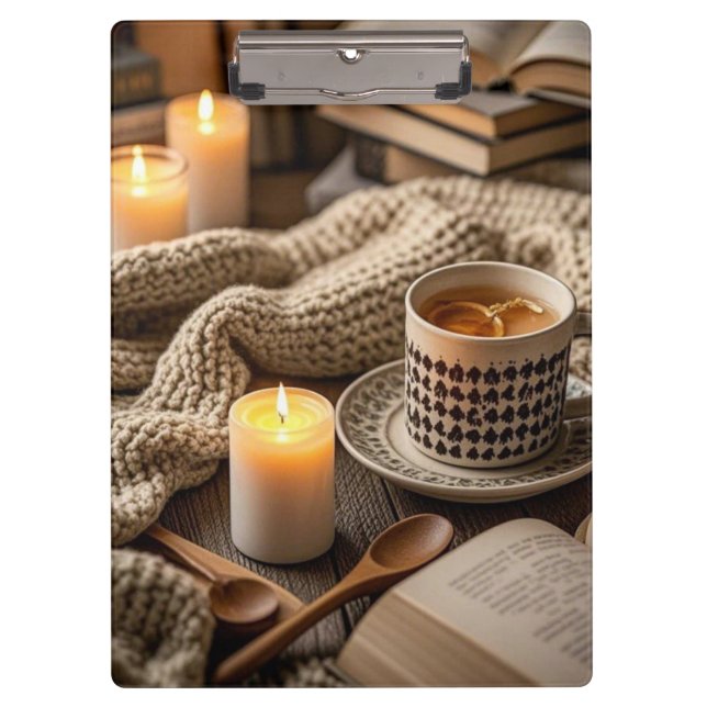 Boho Cosy Warm Candle lights  Clipboard (Front)