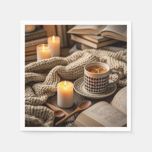 Boho Cosy Warm Candle lights  Napkin (Front)