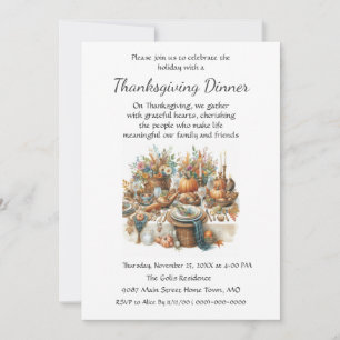 Boho Cottage Family Friends Thanksgiving Dinner Invitation