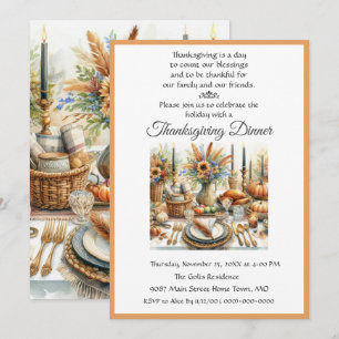 Boho Cottage Thanksgiving Dinner Family Friends Invitation