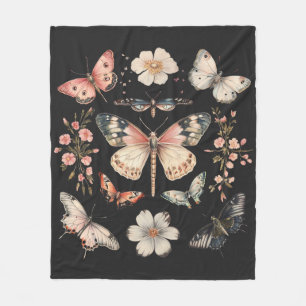 Boho Cottagecore Monarch Butterfly Fleece Blanket