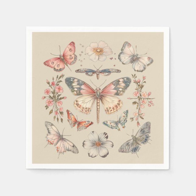 Boho Cottagecore Monarch Butterfly Napkin (Front)