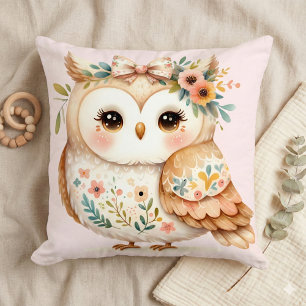 Boho Cottagecore Owl Floral Farmcore Charm Cushion