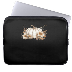 Boho Cottagecore White Pumpkin with Autumn Florals Laptop Sleeve