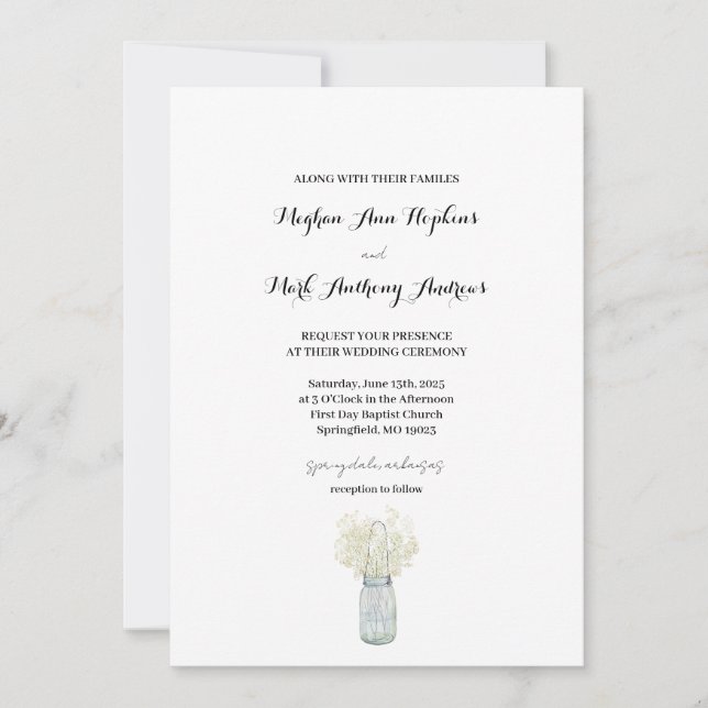 Boho Country Chic Wedding Invitation (Front)