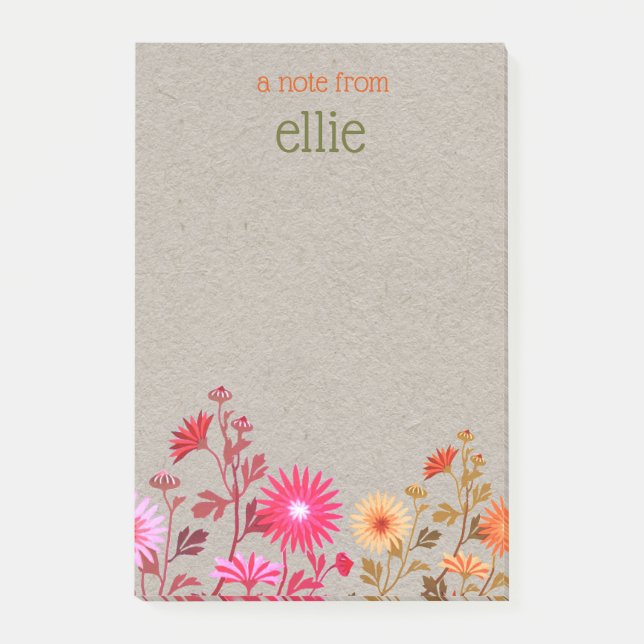 Boho Country Floral Kraft Notepad (Front)