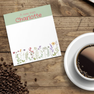 Boho Country vintage wildflower watercolor green Notepad