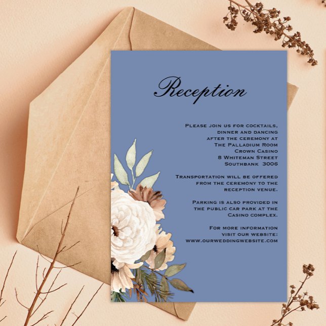 Boho Country Wedding Dusty Blue Reception Enclosure Card (Creator Uploaded)