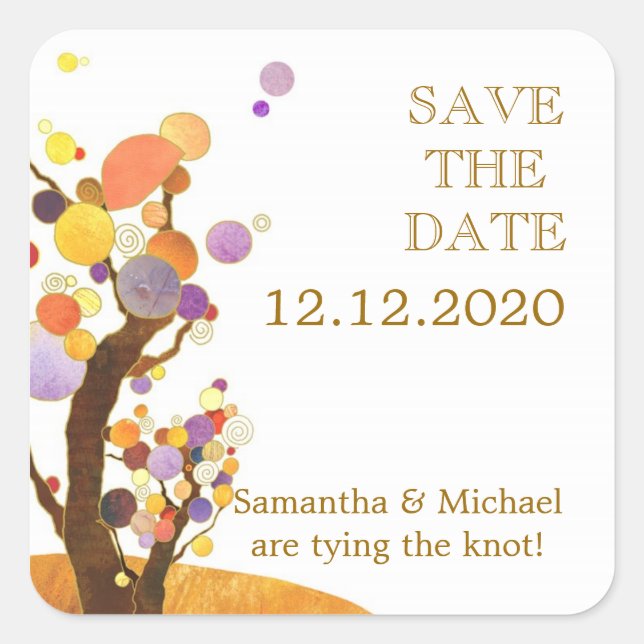 Boho Country Wedding Save the Date Square Sticker (Front)