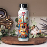 Boho Country Western Floral Guitar Add Name Water Bottle<br><div class="desc">Guitar Water Bottle.</div>