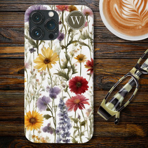 Boho Country Wildflowers Monogram iPhone 13 Pro Max Case