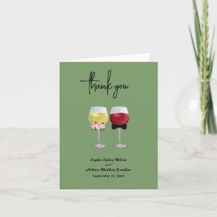 Boho Couple Wine Wedding Folded Thank You Card