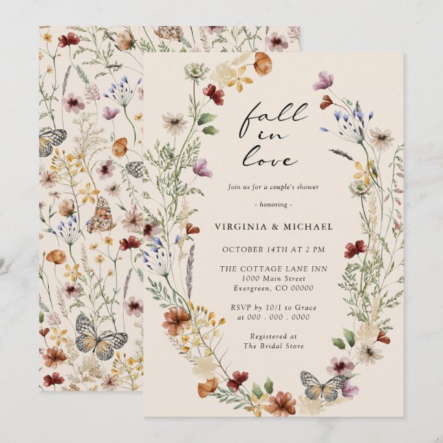  Boho Couple's Shower Invitation (Front/Back)