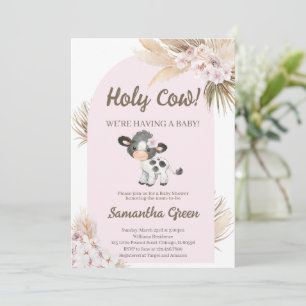 Boho Cow Baby Shower Invitation