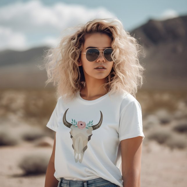 Boho Cow Skull T-Shirt (Creator Uploaded)