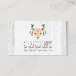 Boho Cow Skull With Bows Cute & Rustic Boutique Business Card