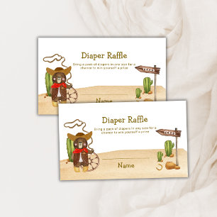 Boho Cowboy Bear Rodeo Diaper Raffle Baby Shower  Enclosure Card