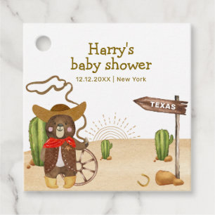 Boho Cowboy Bear Western Rodeo Cactus Baby Shower  Favour Tags
