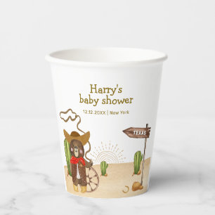 Boho Cowboy Bear Western Rodeo Cactus Baby Shower  Paper Cups