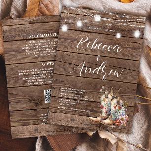 Boho Cowboy Boots Western Wedding Invitation