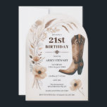 Boho Cowgirl 21st Birthday Invitation Western<br><div class="desc">Celebrate your big day in Western style with our 21st birthday invitation! Saddle up for a rustic and charming birthday bash with our cowgirl and cowboy boots themed invites that perfectly capture the essence of a country western party. Whether you're a fan of line dancing or simply love the country...</div>