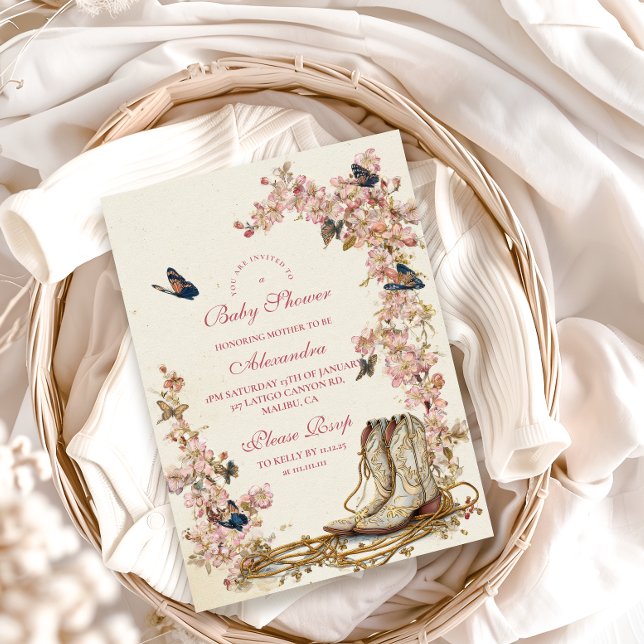 Boho Cowgirl Boots Baby Shower Invitation (Creator Uploaded)