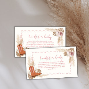Boho Cowgirl Boots Pampas Books For Baby Shower Enclosure Card