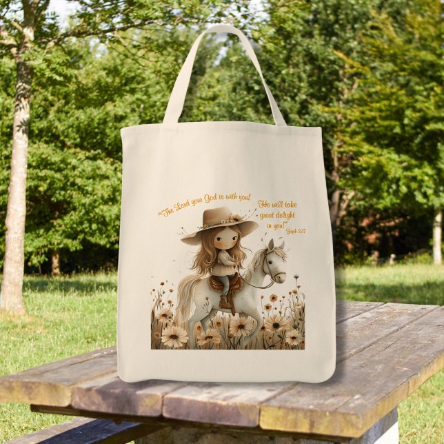 Boho Cowgirl Horse Tote Bag (Creator Uploaded)