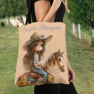 Boho Cowgirl Personalise Horse Tote Bag