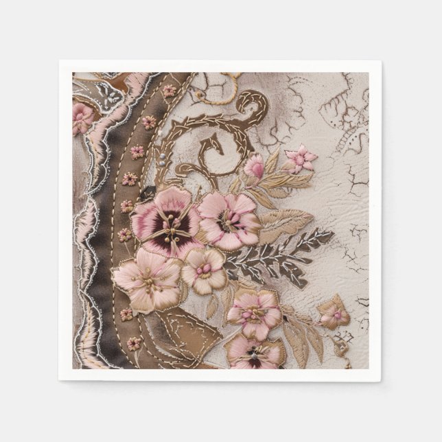 Boho Cowgirl Western Floral Wedding Napkins (Front)