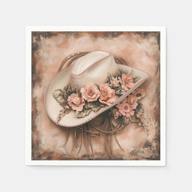 Boho Cowgirl Western Floral Wedding Napkins (Front)