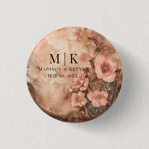 Boho Cowgirl Western Florals Wedding 3 Cm Round Badge