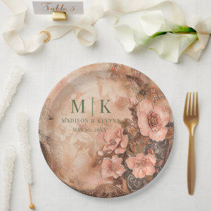 Boho Cowgirl Western Florals Wedding Paper Plate