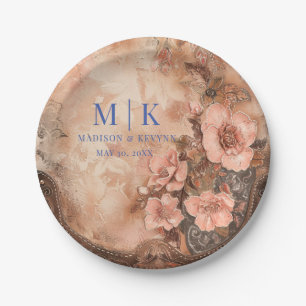 Boho Cowgirl Western Florals Wedding Paper Plate